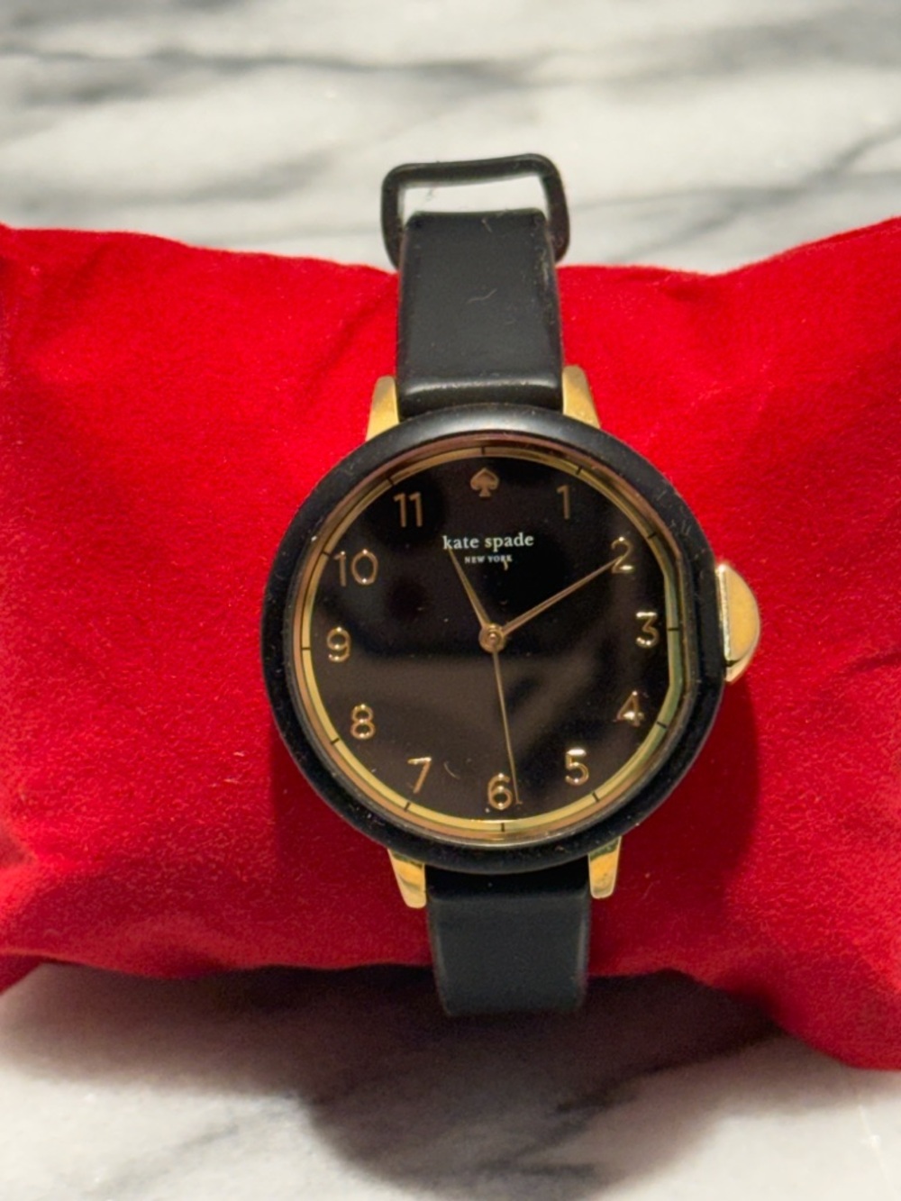 Kate Spade Park Row Black Silicone Gold Tone Womens Watch KSW1352